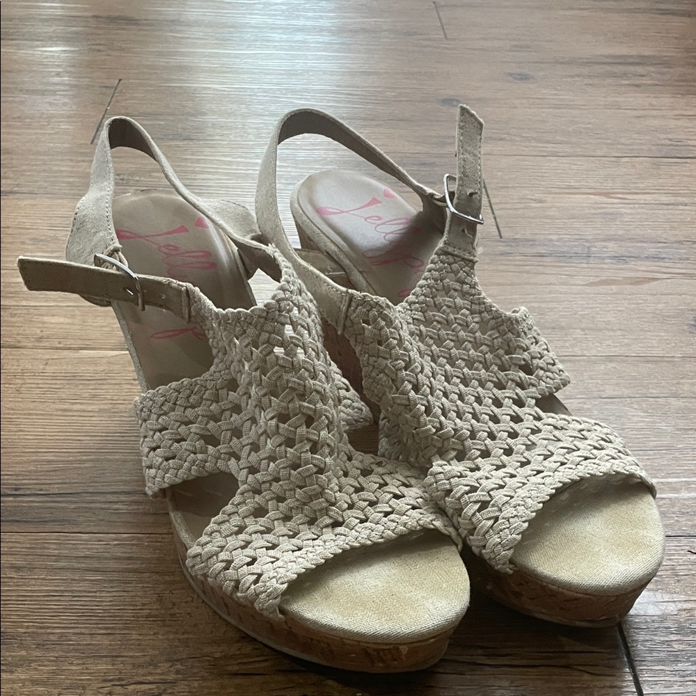 Jellypop Beige Woven Wedges